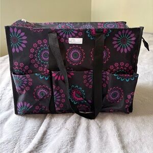 Floral Tote Bag - Black and Purple
